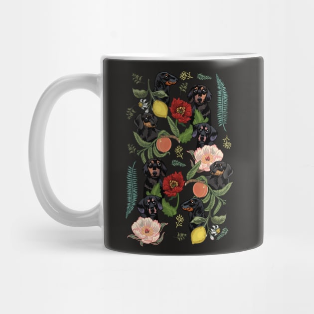 Botanical and Black Dachshund by huebucket